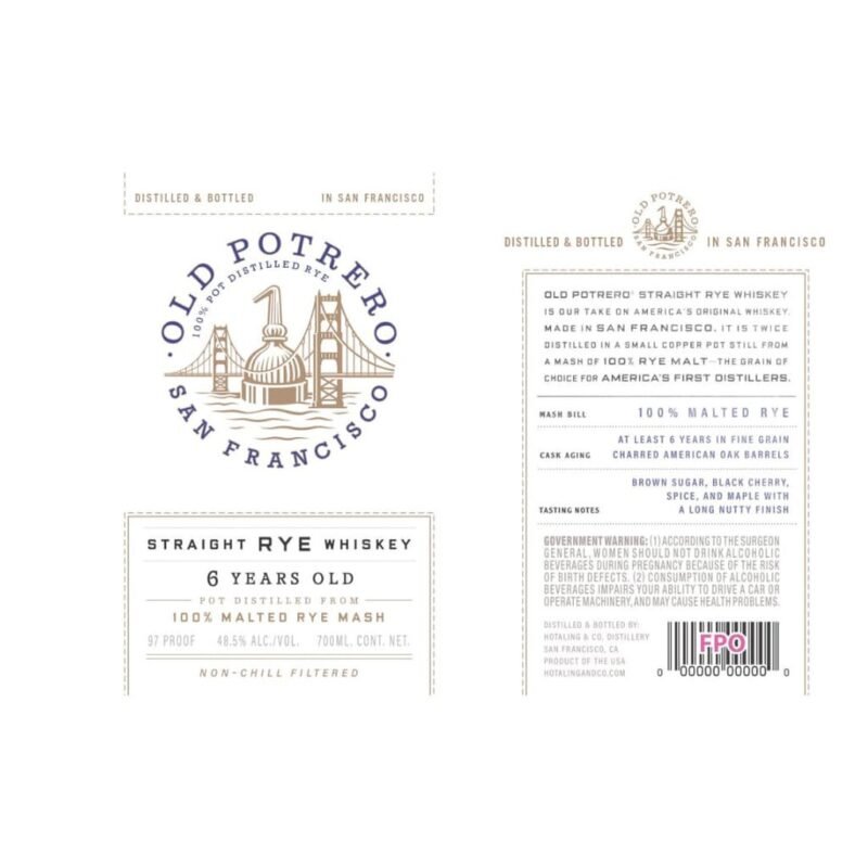Old Potrero 6 Year Old Straight Rye Whiskey 750ml